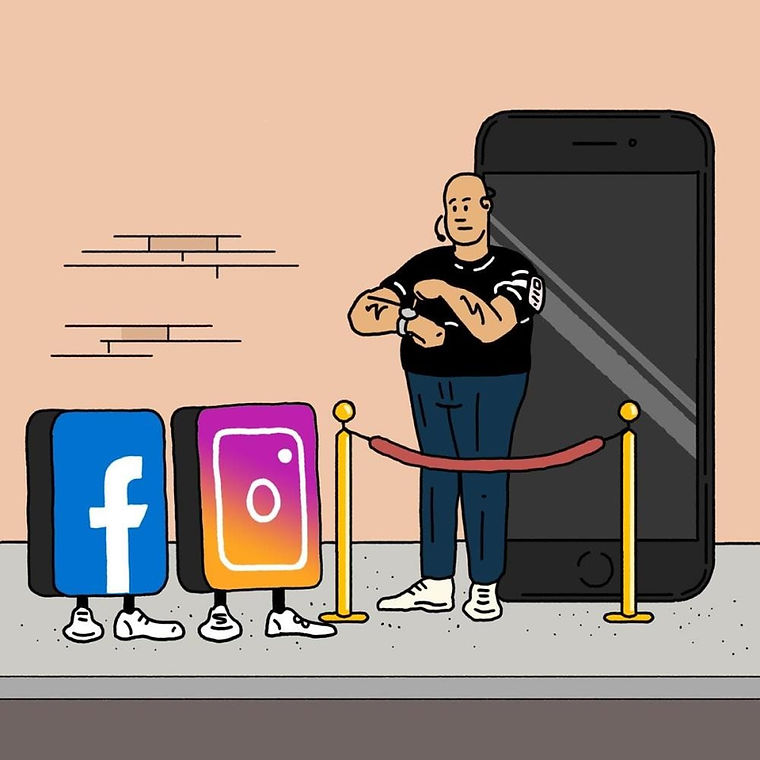 cartoon graphic of a bouncer guarding a phone from social apps coming in.jpg