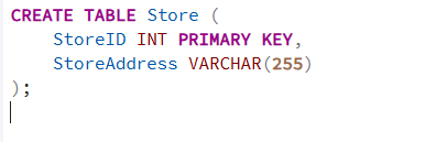 Script for Store Table creation
