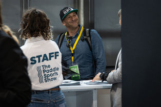 Media coverage at the Paddle Sports Show in Lyon, France.