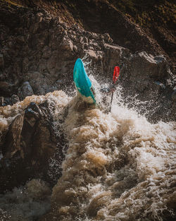 Actions hots taken from a kayak, for Viking Rafting Iceland.