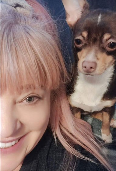 Wendy Rhodes and Pikachu the chihuahua
