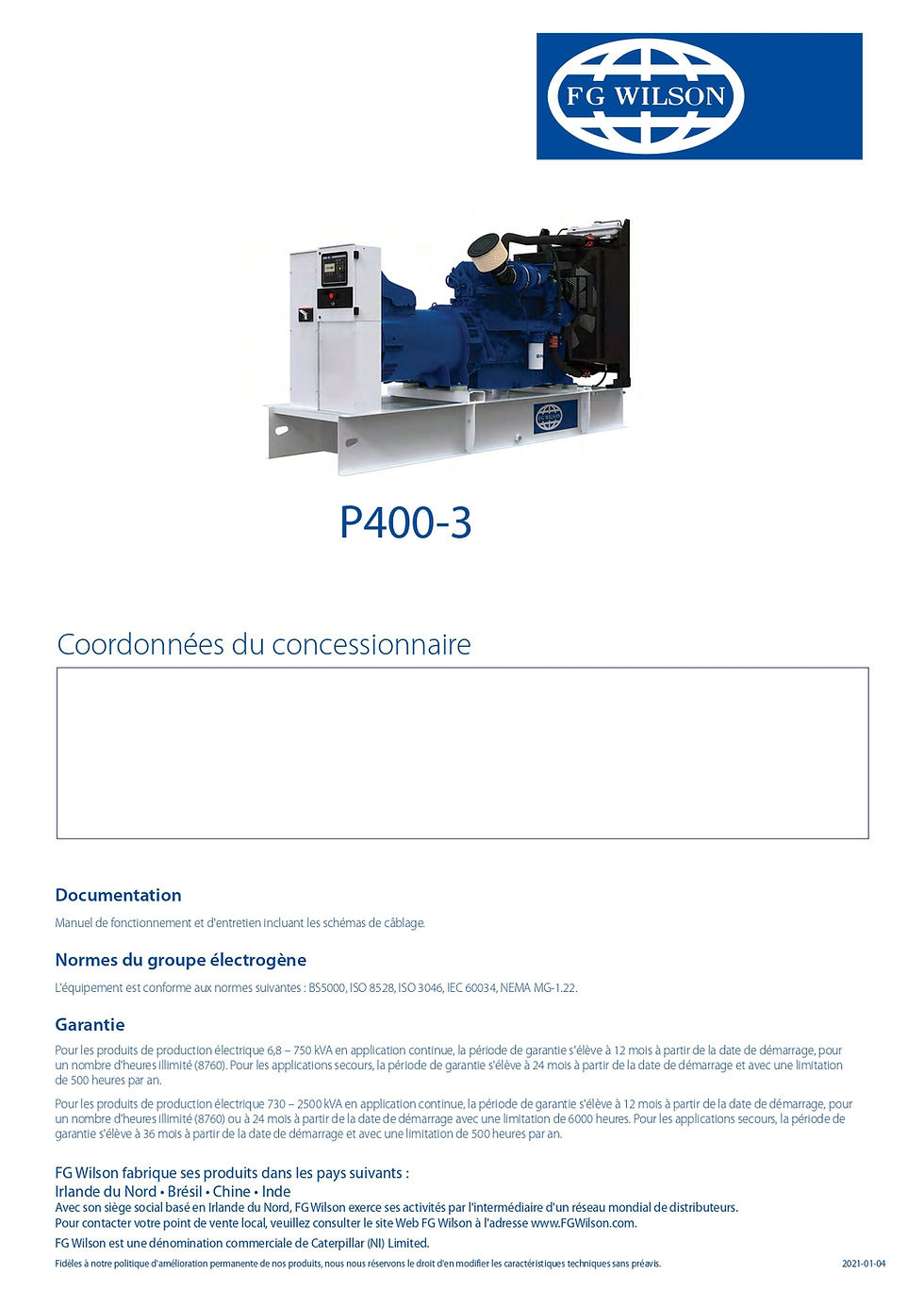 Miniature : GE FG WILSON P400-3- CALG