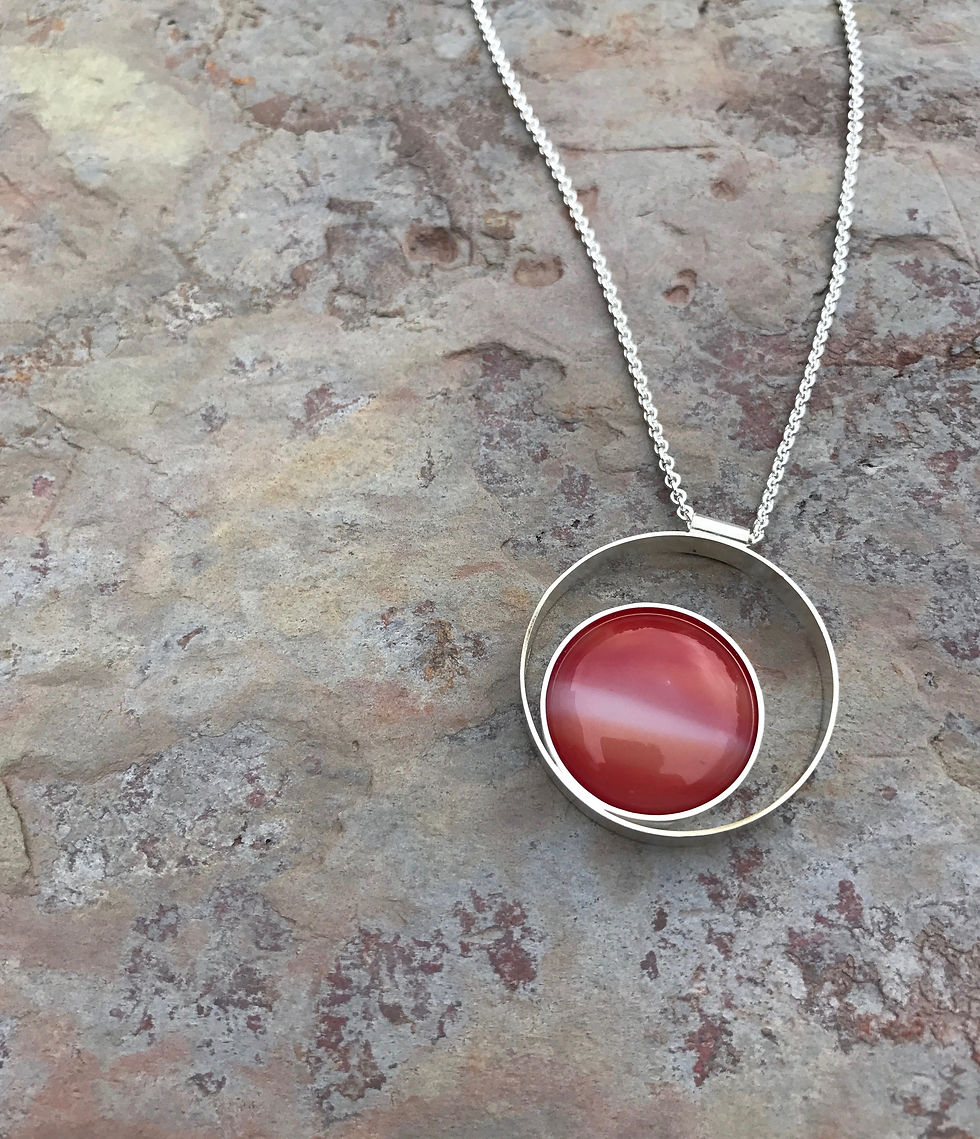 Coral Double Circle Necklace