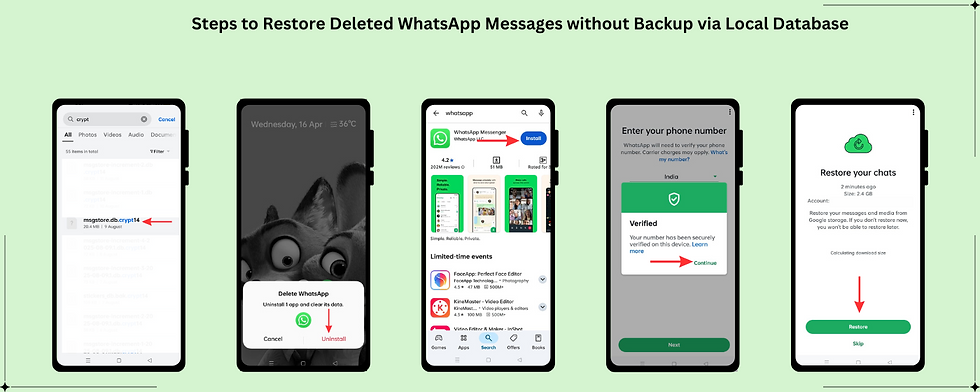 Method 1: Restore Deleted WhatsApp Messages without Backup via Local Database