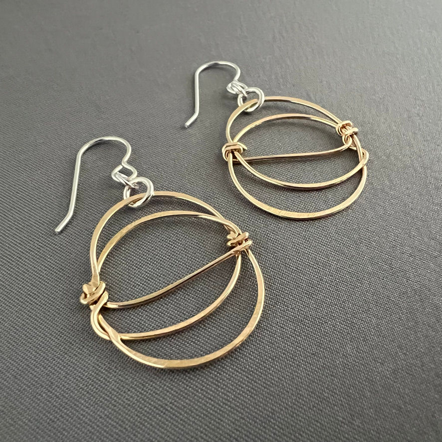 Thumbnail: Sterling Silver and Gold Filled Link Earrings