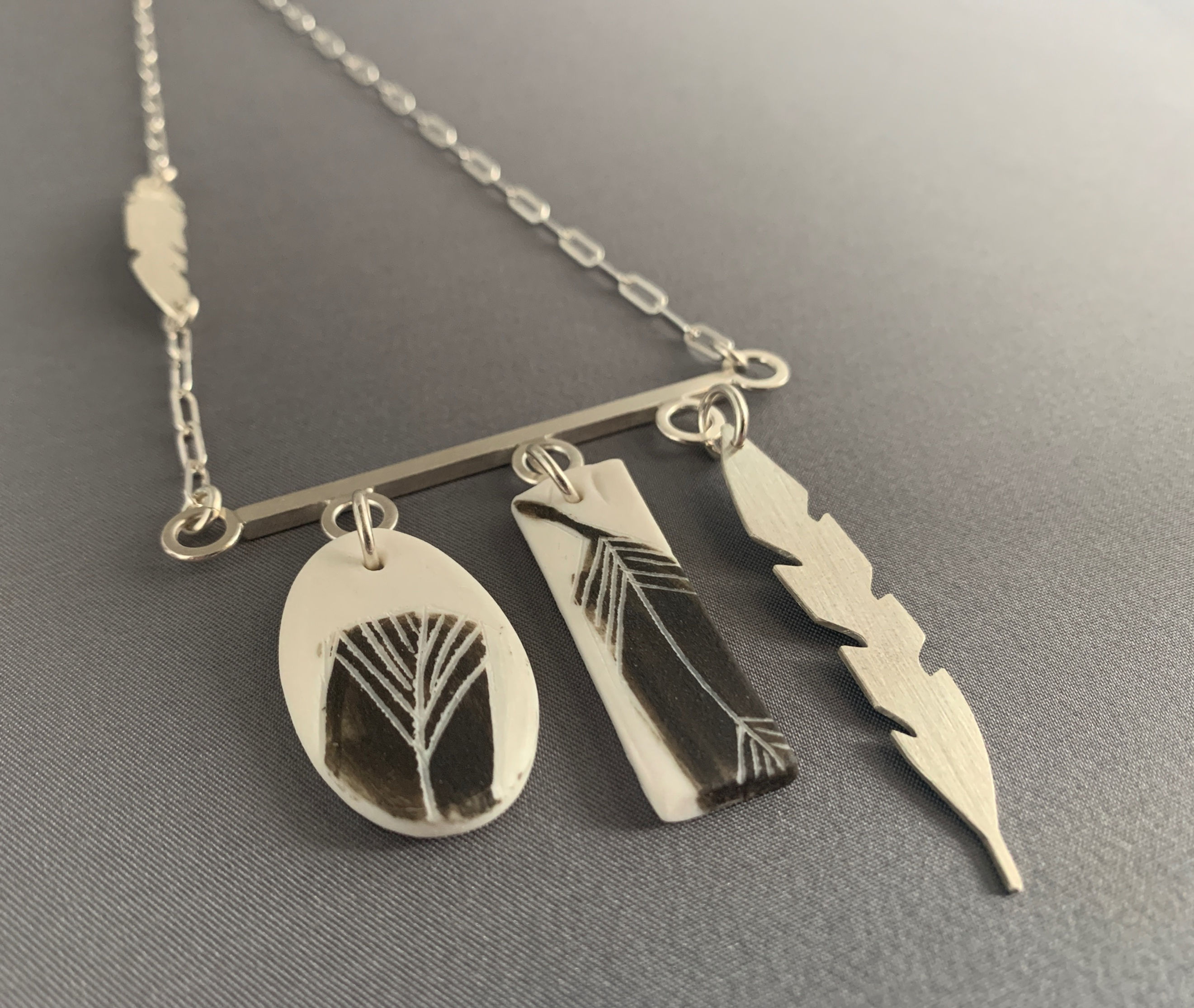 Porcelain Feather Charm Necklace