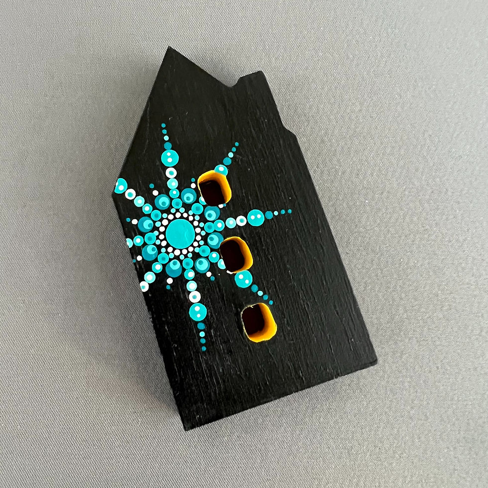 Dot Painted Free Standing House Art Piece