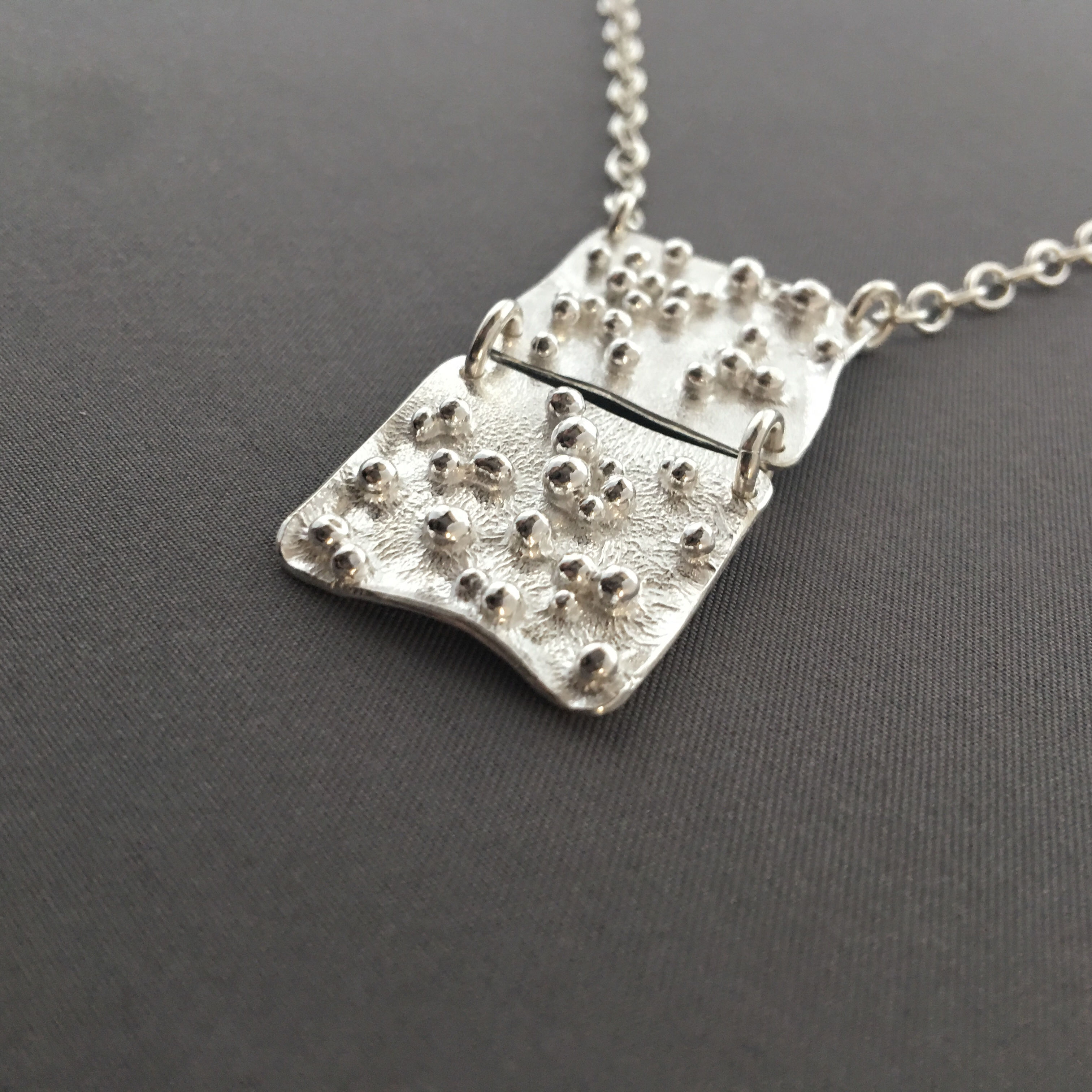 Granulated Double Square Necklace Pendant