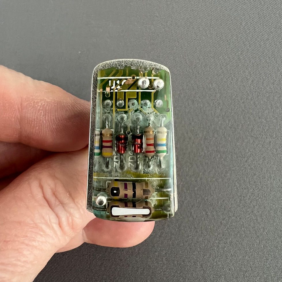 Thumbnail: Recycled Circuit Board Cabochon Ring A Day 2025 145/365 Circuit