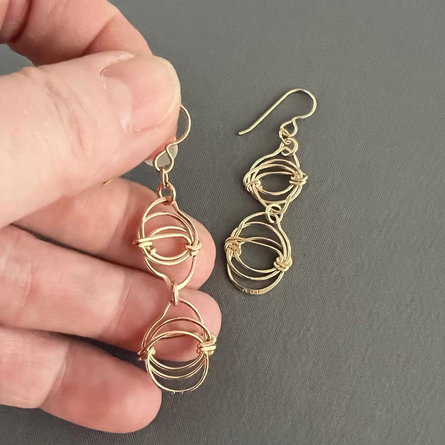 Thumbnail: Double Yellow Gold Filled Link Earrings
