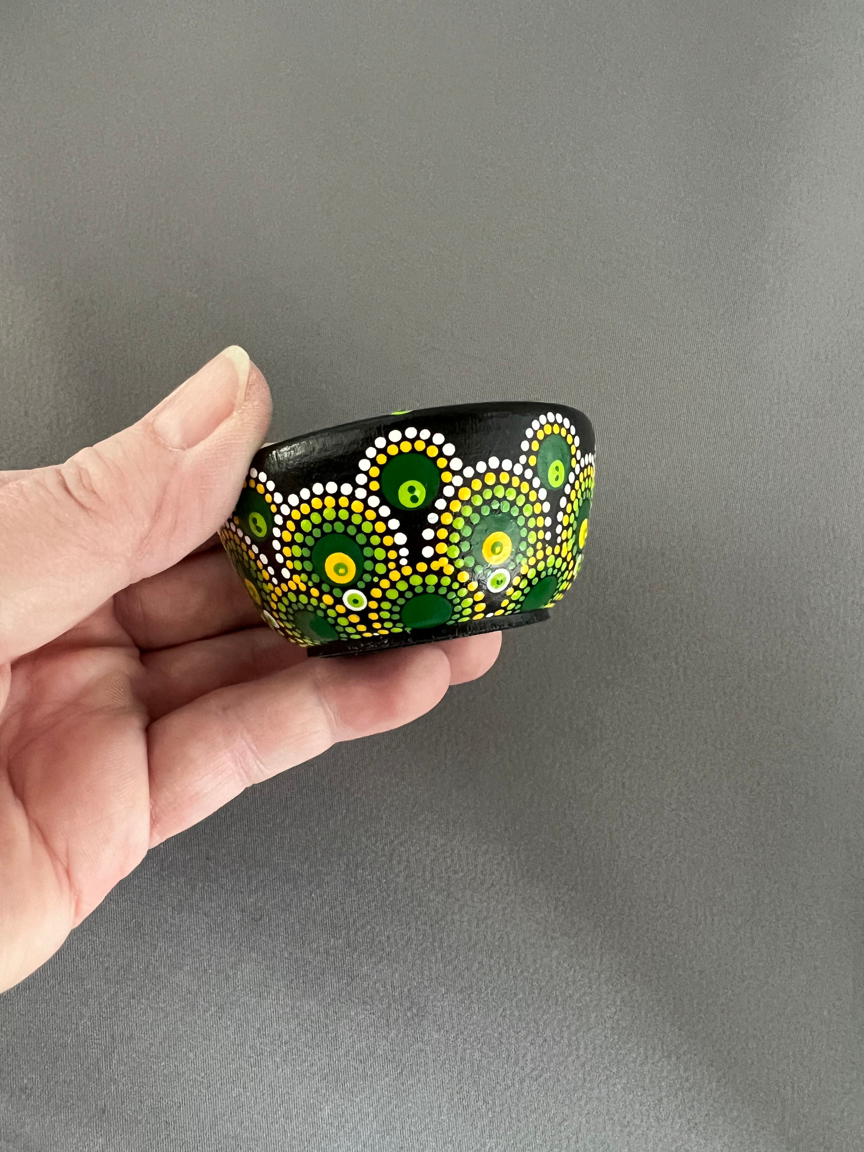 Dot Painted Wood Notions Ring Bowl