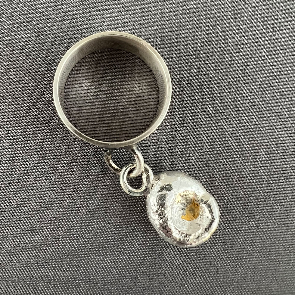 Thumbnail: Recycled Silver Wide Band Ring A Day 2025 168/365 Dangle