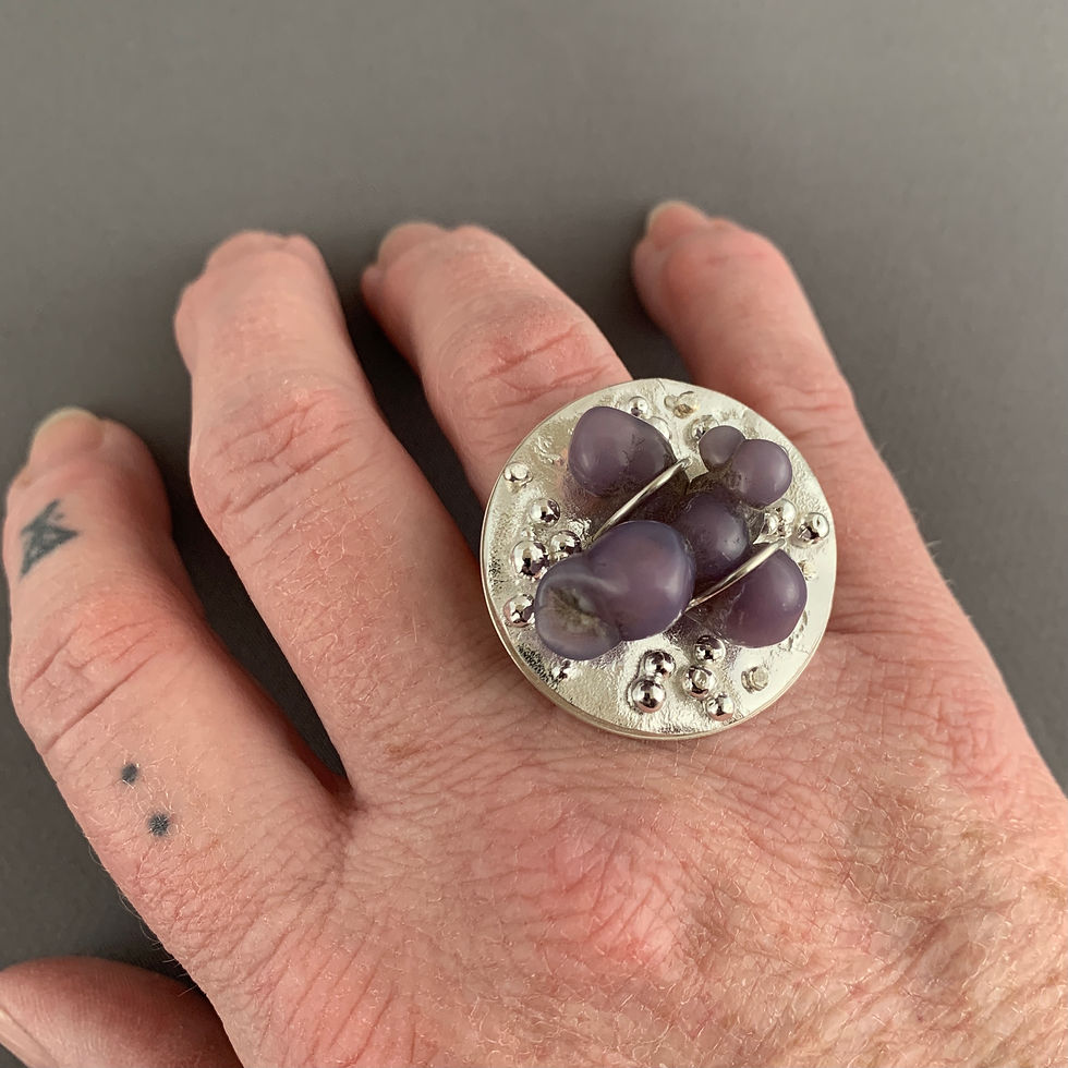 Thumbnail: Caged Series Granulated Grape Agate Ring