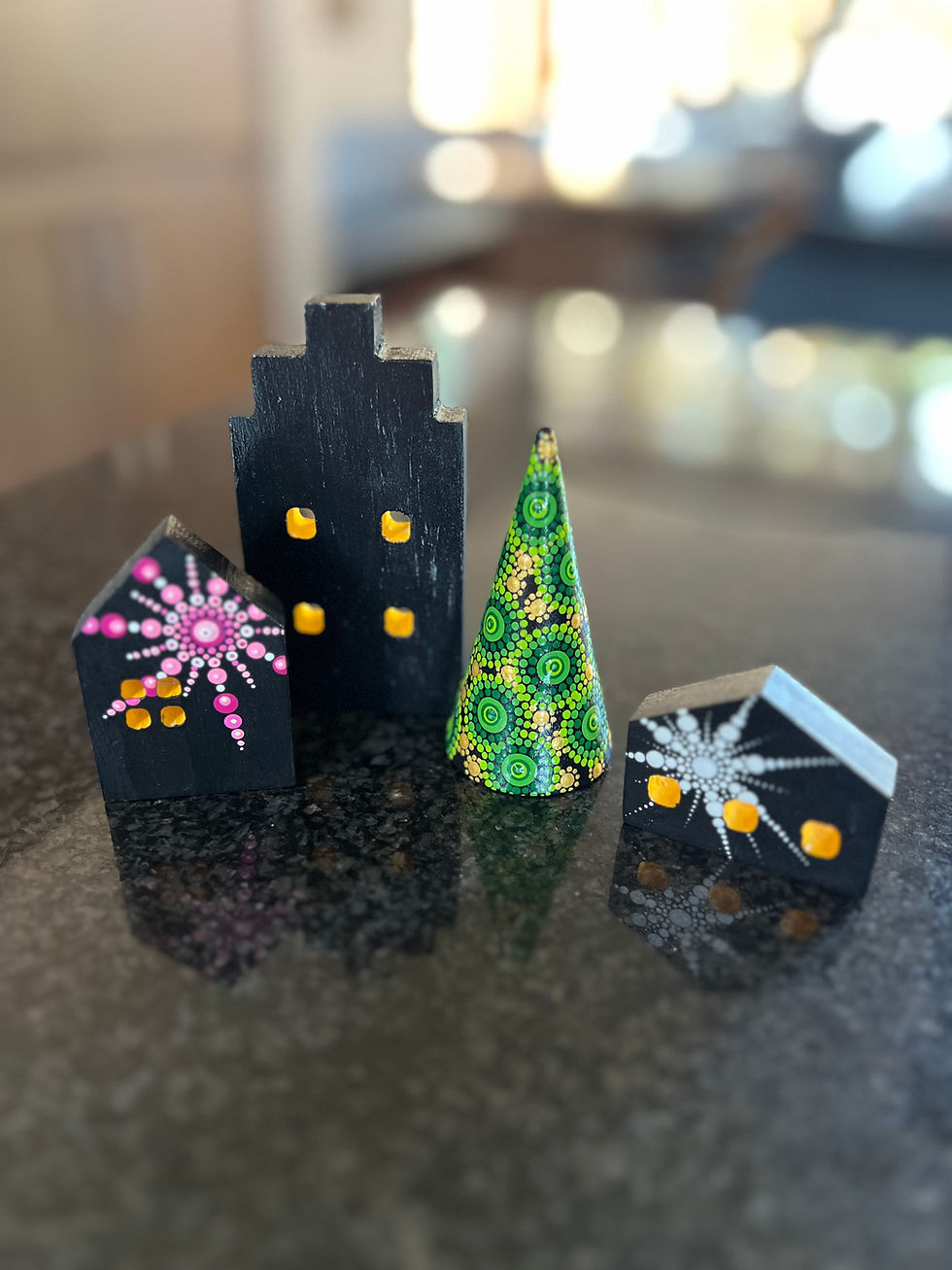 Thumbnail: Dot Painted Free Standing Tree Art Piece