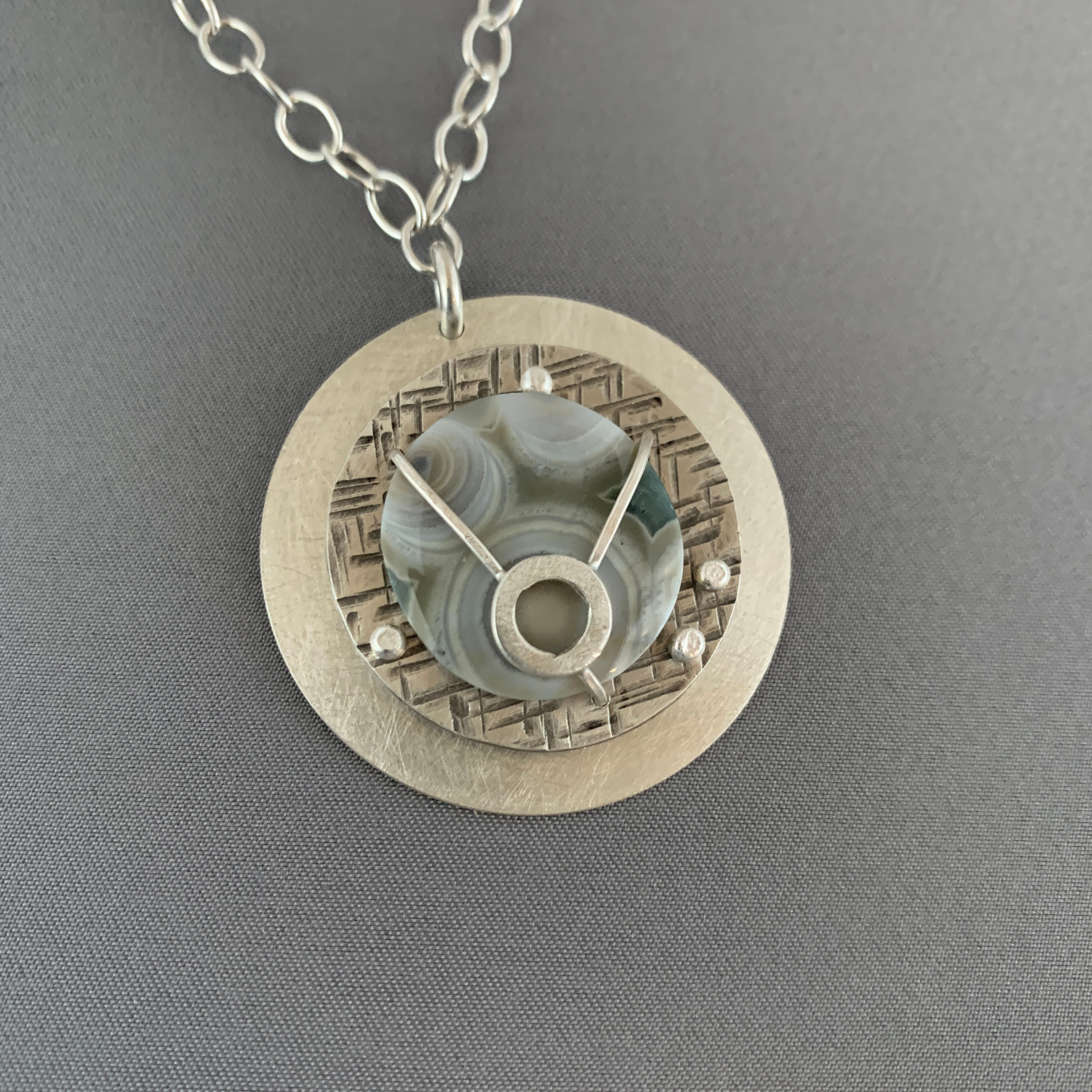 Caged Series Agate Statement Pendant