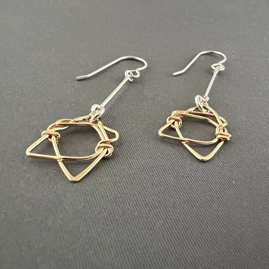 Thumbnail: Sterling Silver and Gold Filled Link Earrings