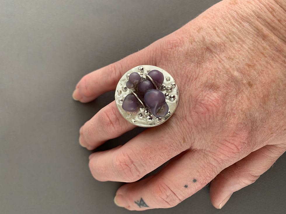 Thumbnail: Caged Series Granulated Grape Agate Ring