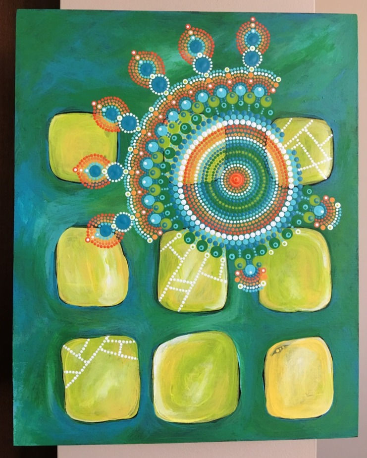 Thumbnail: Dot Painting Free Standing Art Piece Dream Catcher