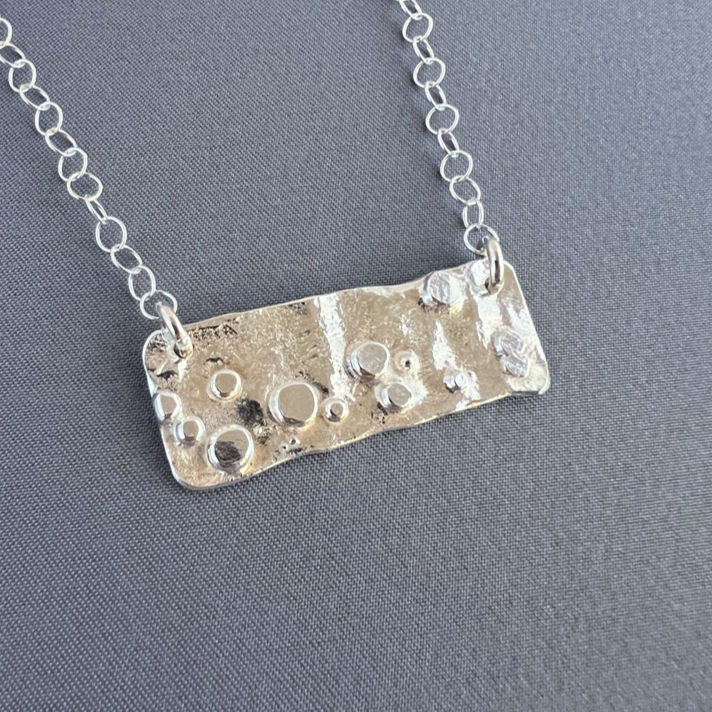 Thumbnail: Granulated Horizontal Rectangle Necklace Pendant C