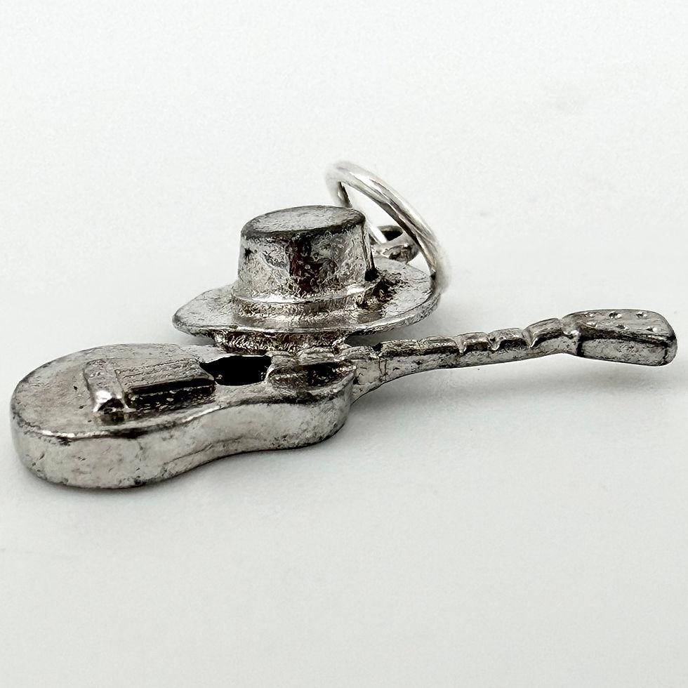 Thumbnail: Vintage 925 Sterling Silver Musician Hat & Guitar Charm