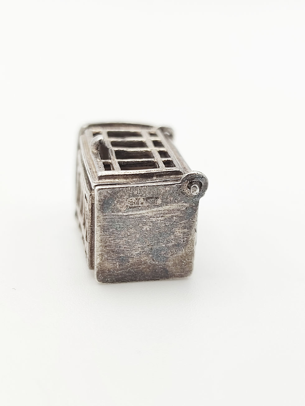 Thumbnail: Vintage 925 Sterling Silver British Telephone Box Charm 