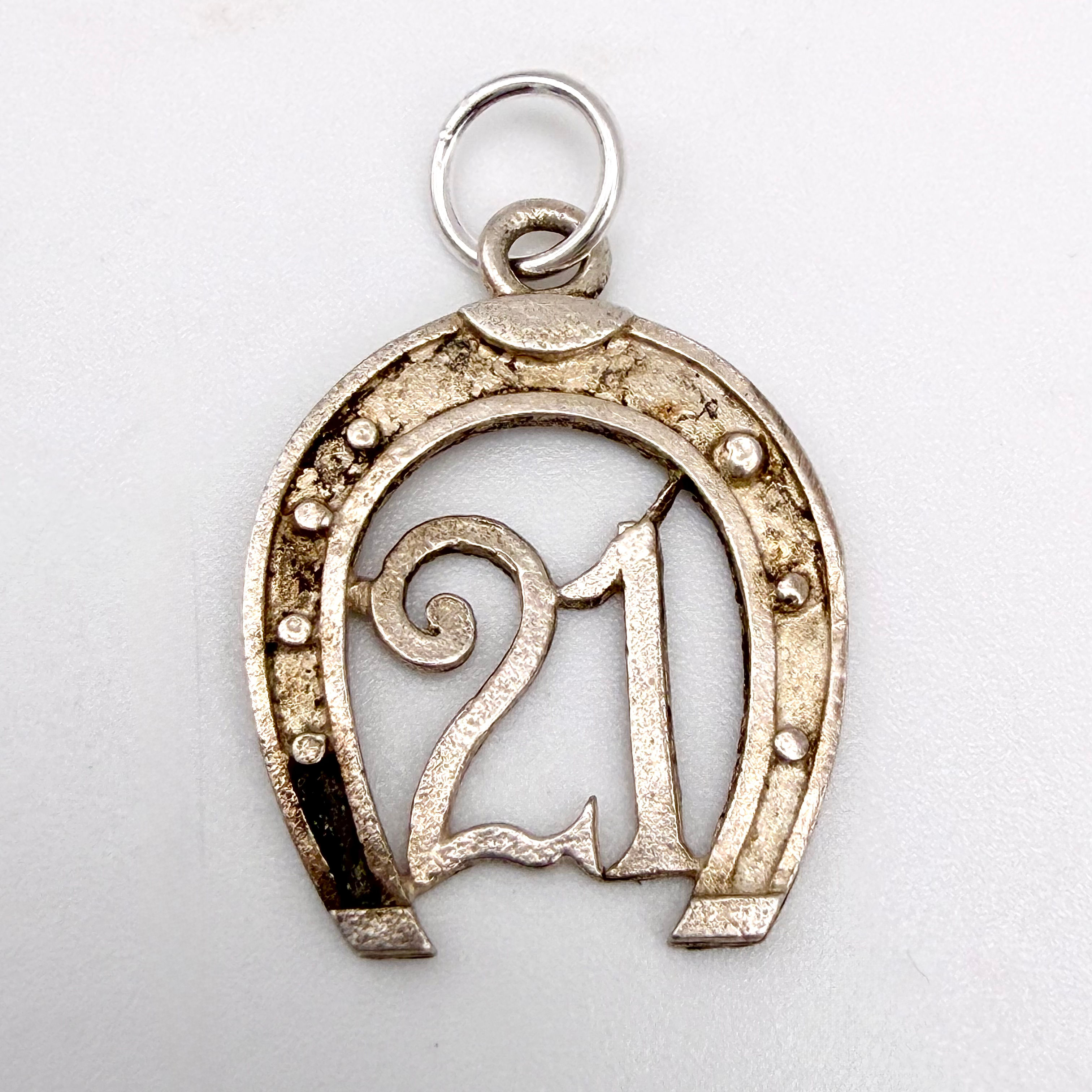 Vintage 925 Sterling Silver Lucky 21 Horseshoe Charm
