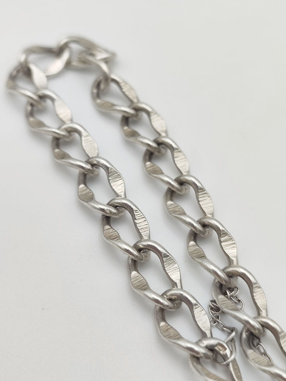 Thumbnail: Vintage Solid 925 Sterling Silver Curb Bracelet 7"