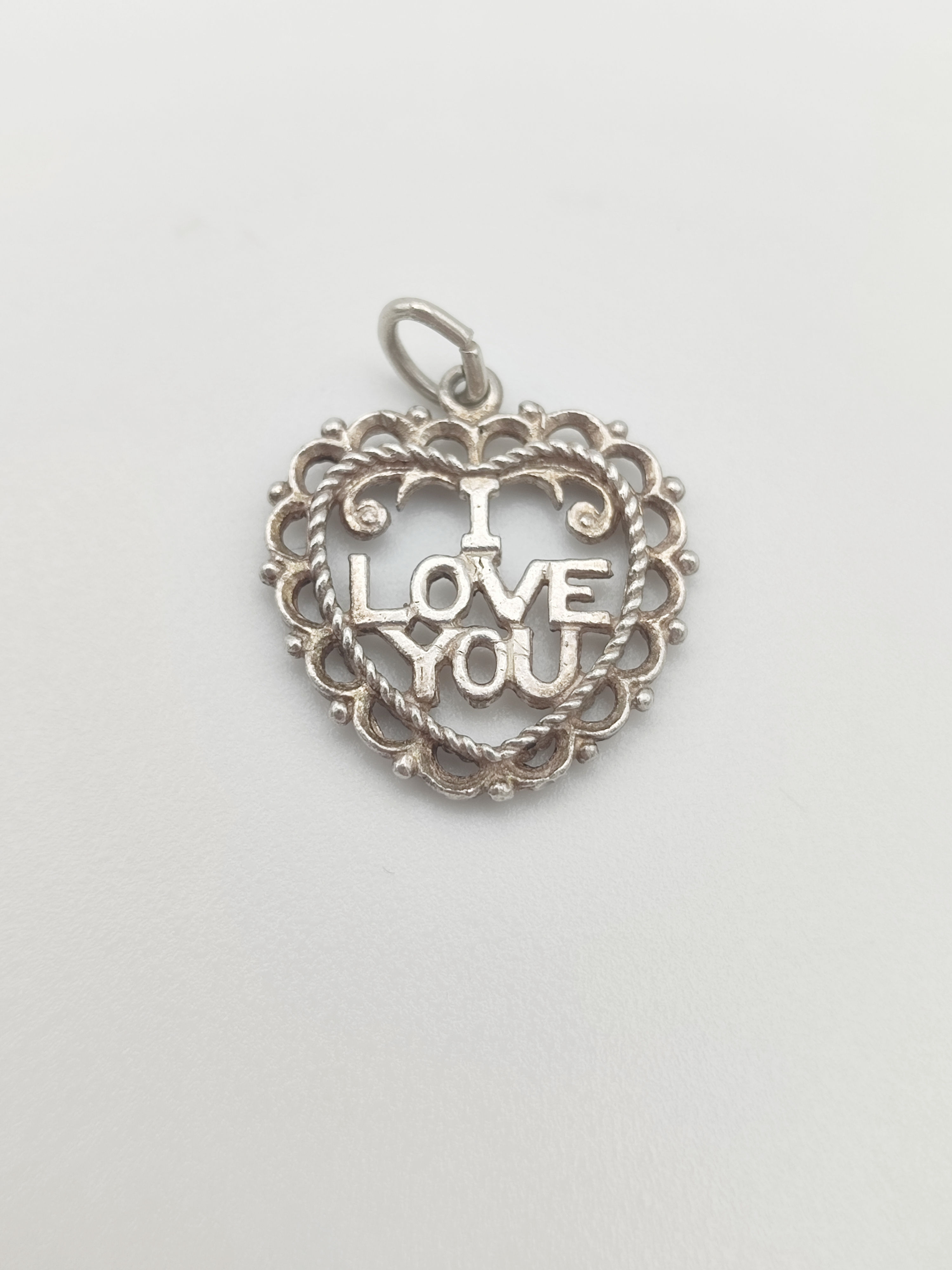 Vintage 925 Sterling Silver I love You Charm
