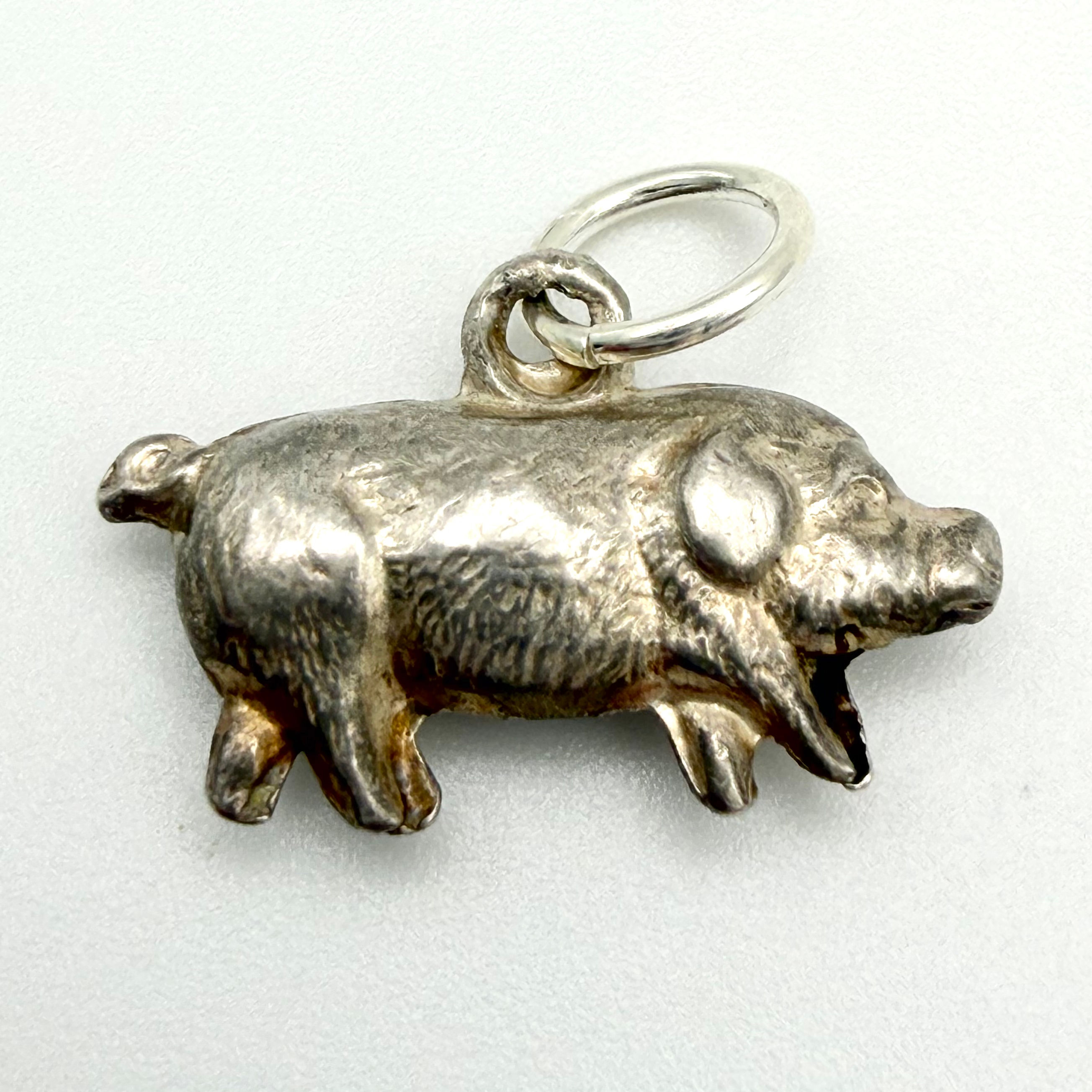 Vintage 925 Sterling Silver Pig Charm