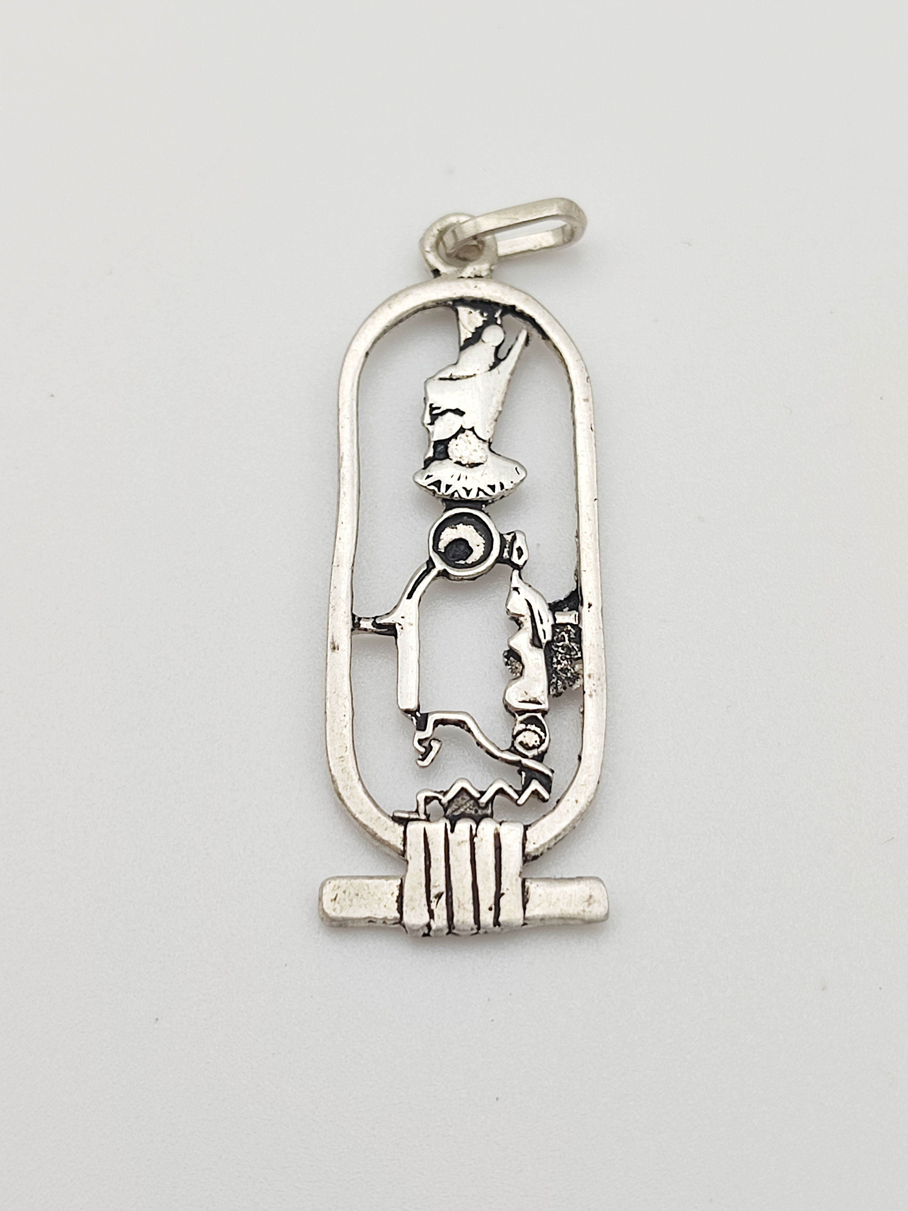 Vintage 925 Sterling Silver Egyptian Hieroglyphic Pendant 