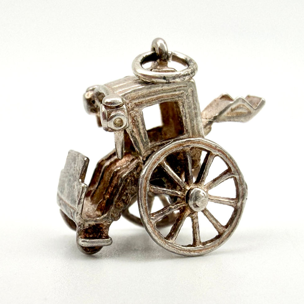 Thumbnail: Vintage 925 Sterling Silver Horse Drawn Carriage Charm