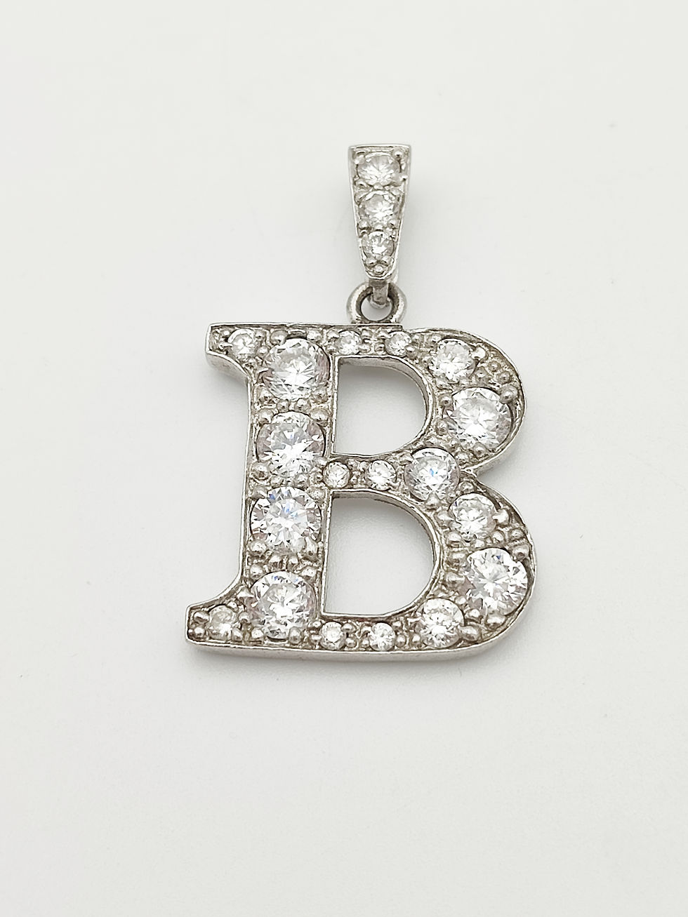 925 Sterling Silver & CZ Letter B Pendant
