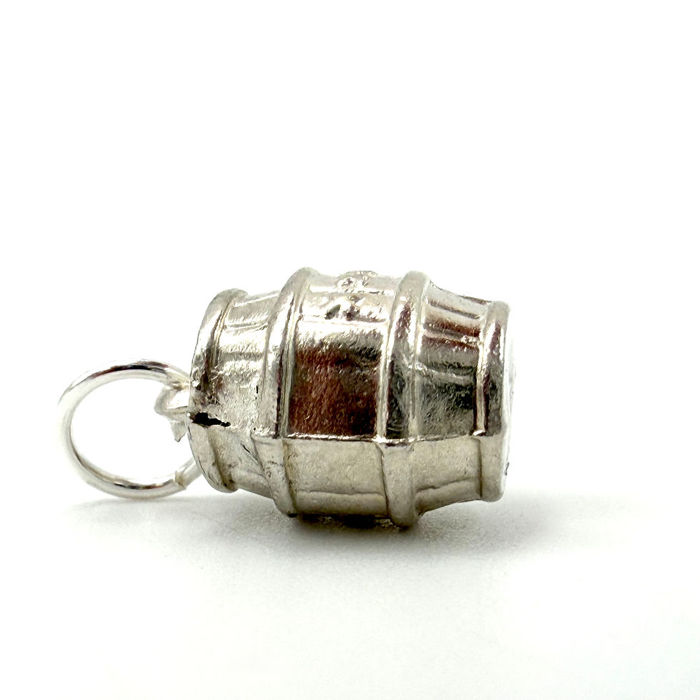 Thumbnail: Vintage 925 Sterling Silver Barrel Charm