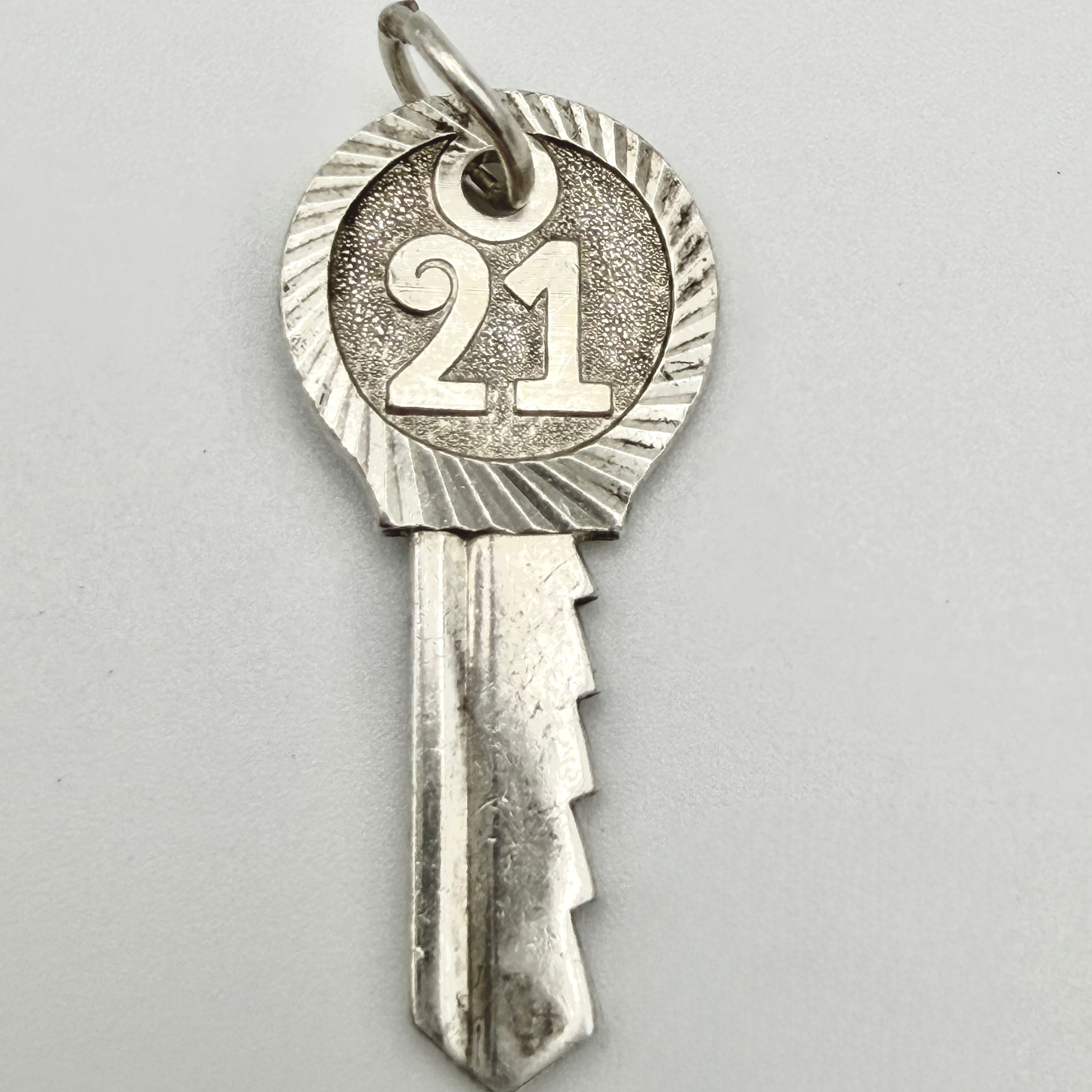 Vintage 925 Sterling Silver 21 Key Charm