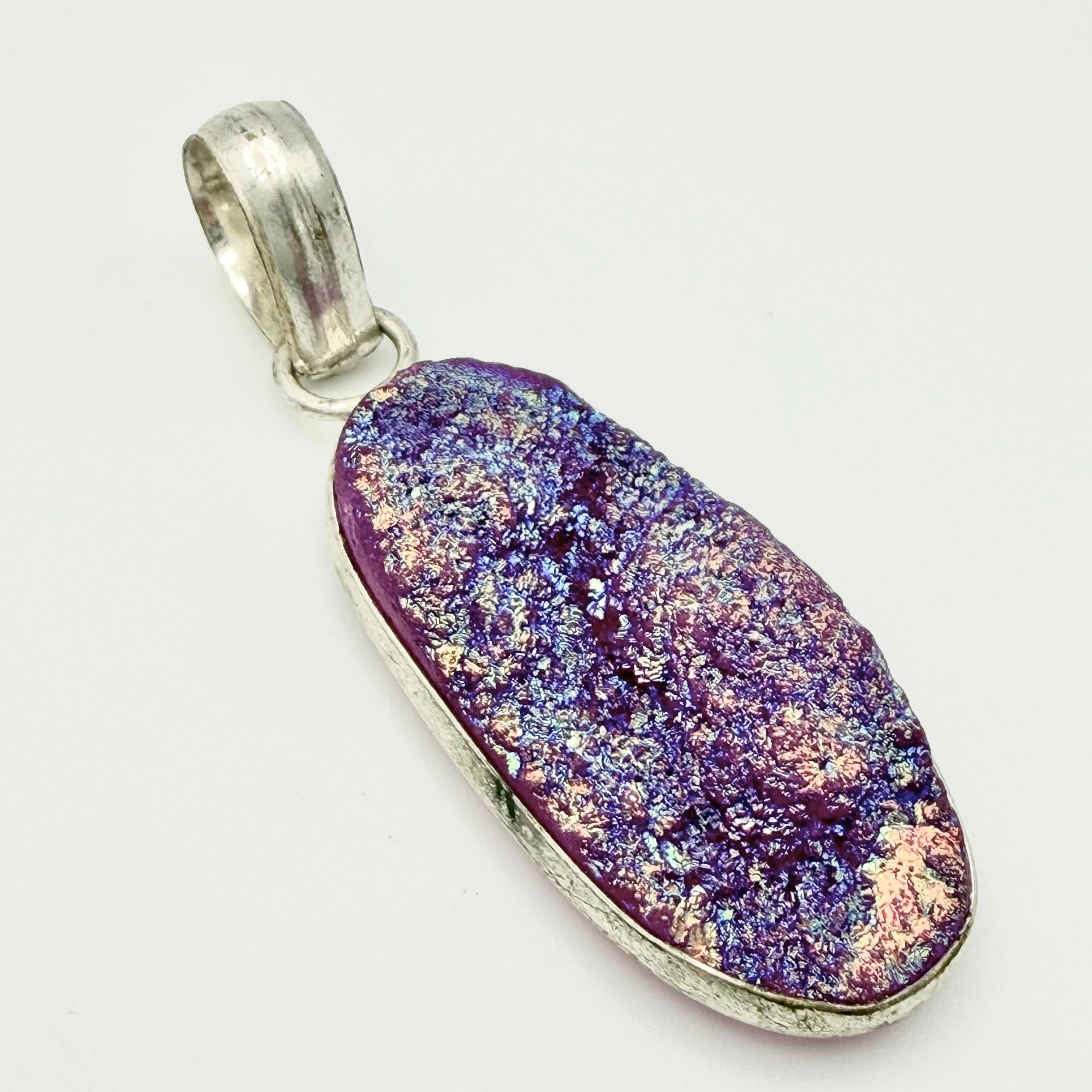 Vintage 925 Sterling Silver Dichroic Glass Pendant
