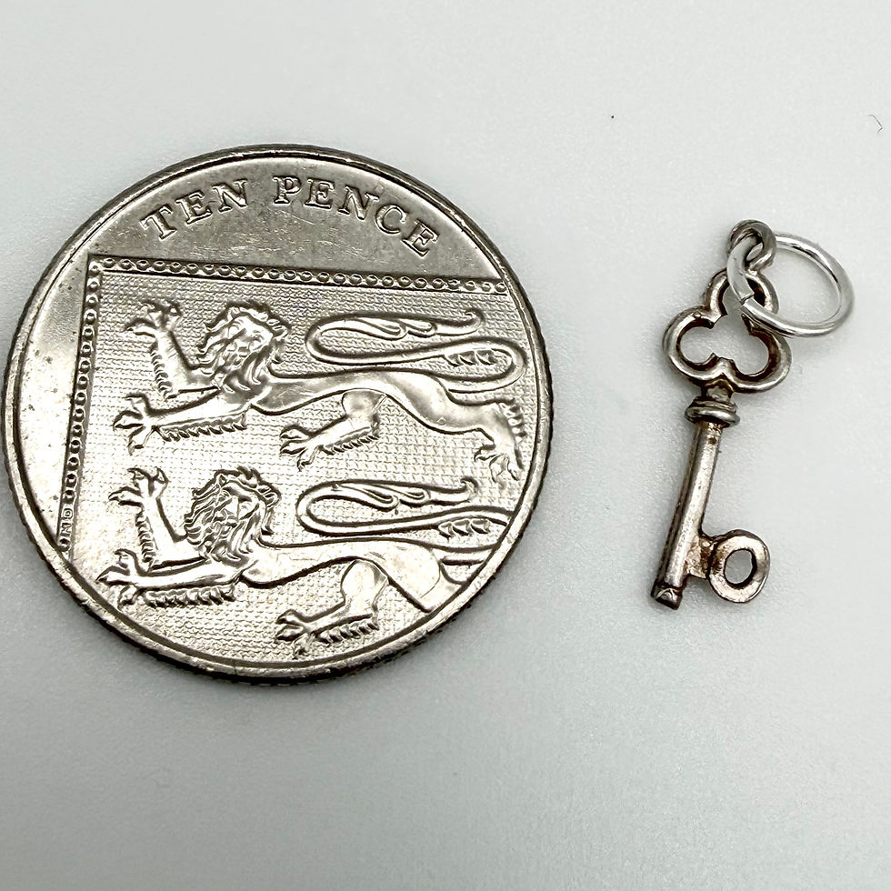 Thumbnail: Vintage 925 Sterling Silver Letter O Skeleton Key Charm 