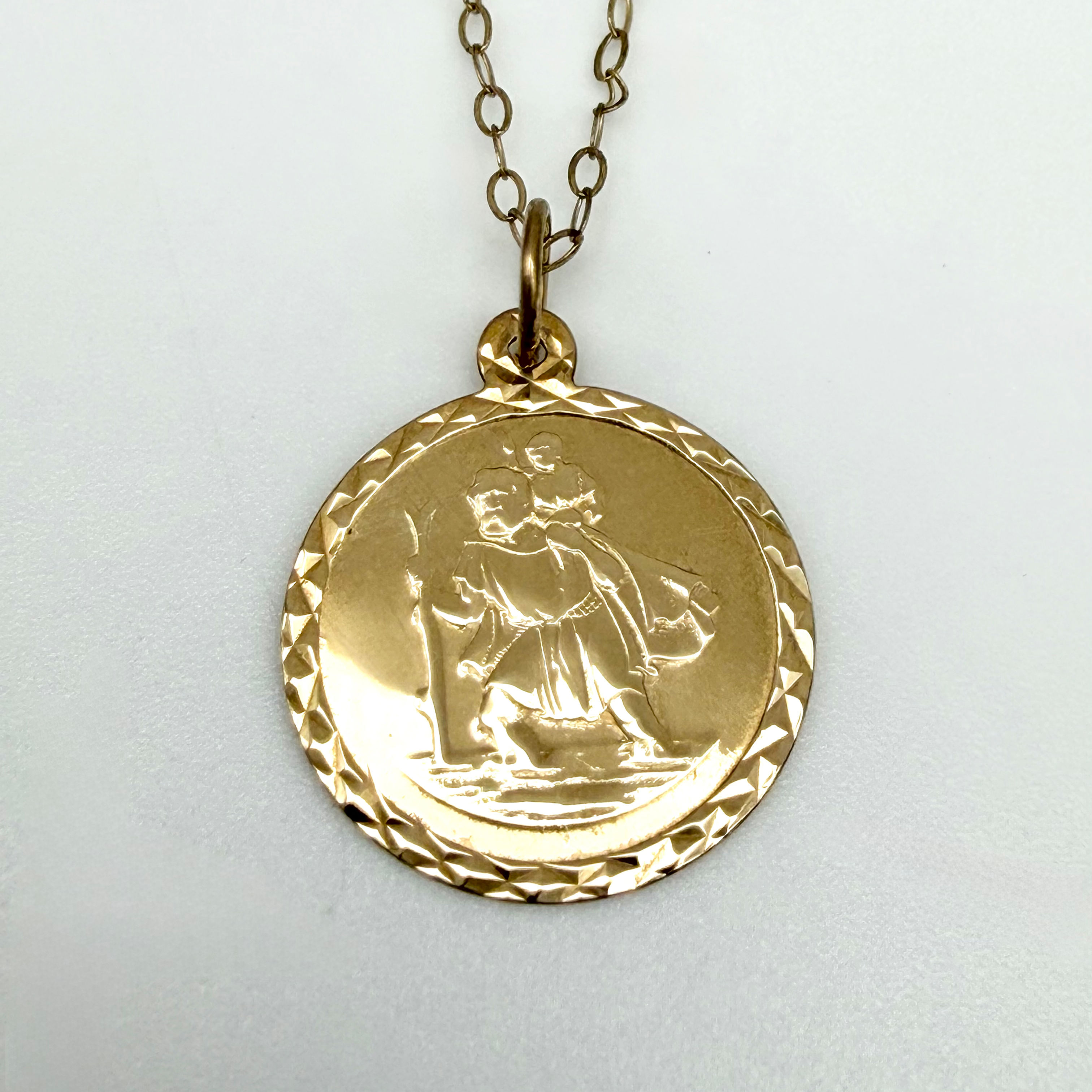 9ct Yellow Gold St Christopher / Love Token Necklace