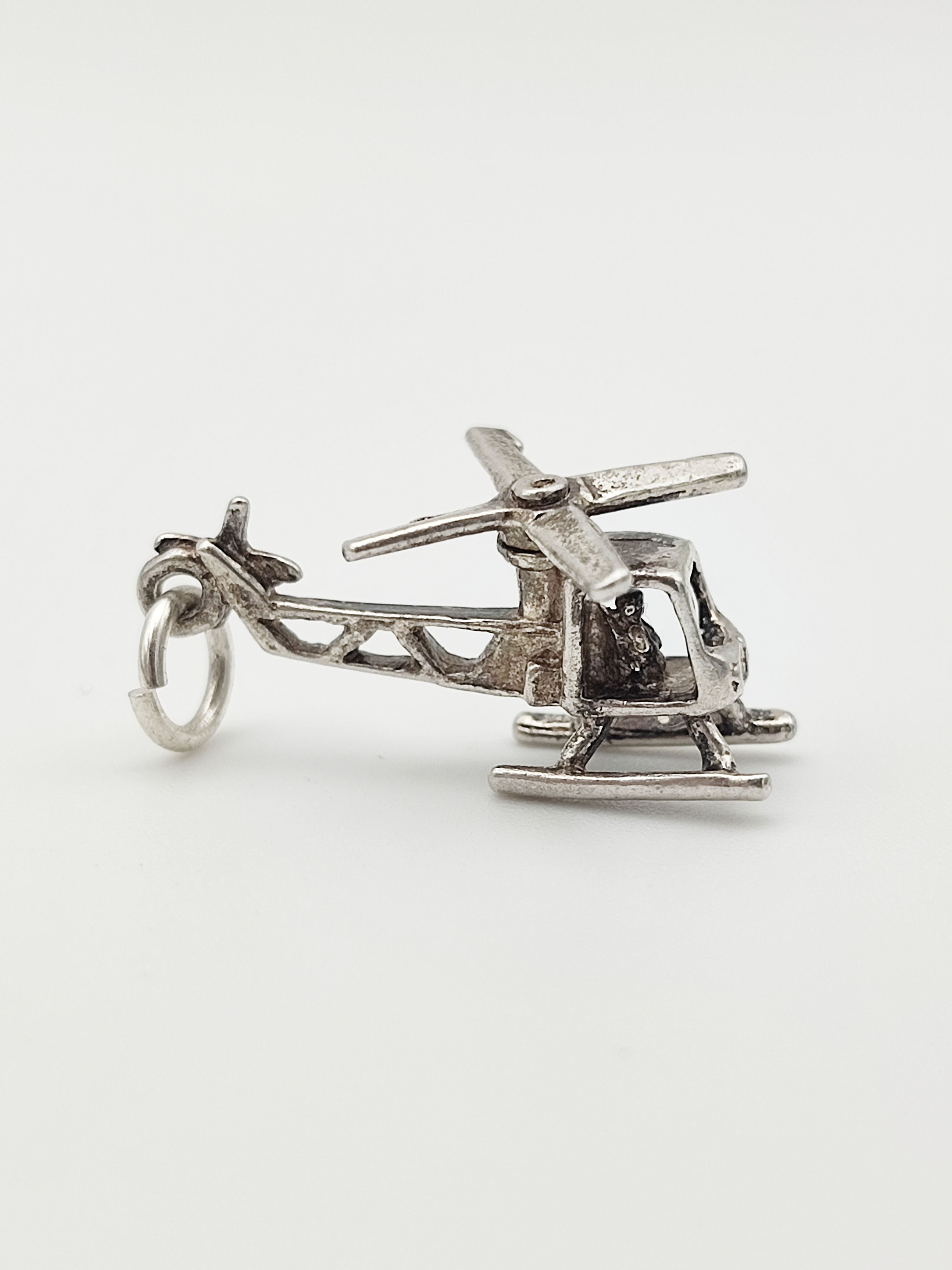 Vintage 925 Sterling Silver Helicopter Charm 