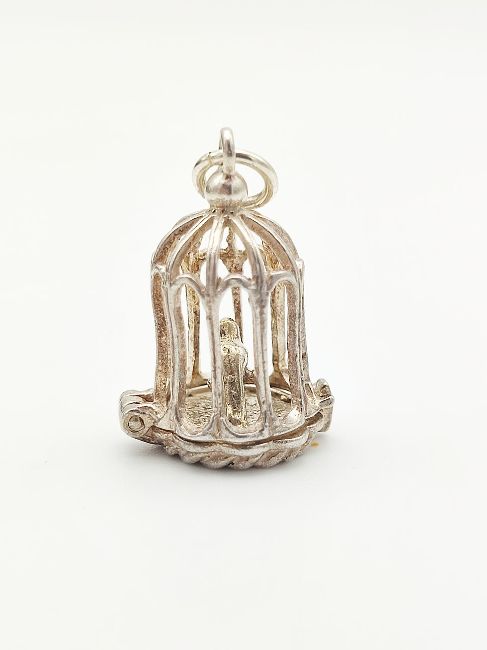 Vintage 925 Sterling Silver Bird Cage Charm
