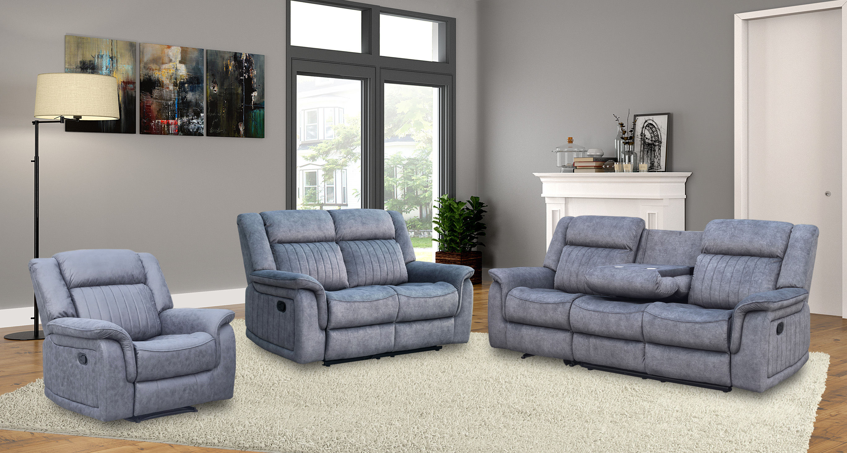 Dallas Sofa Set Light Grey