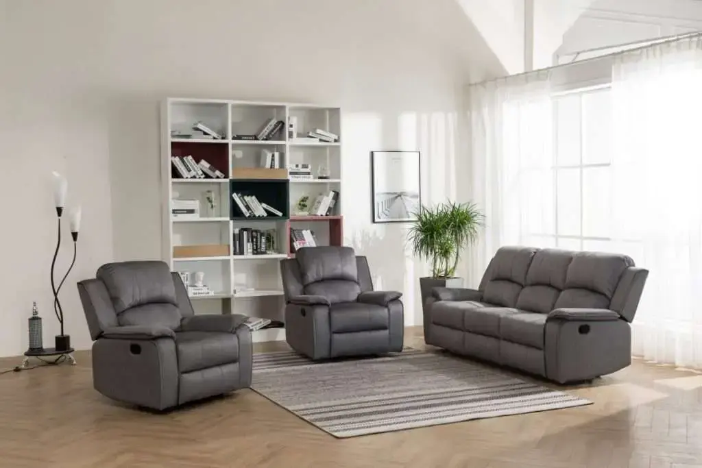Quest Grey Fabric Manual Reclining Sofa Set
