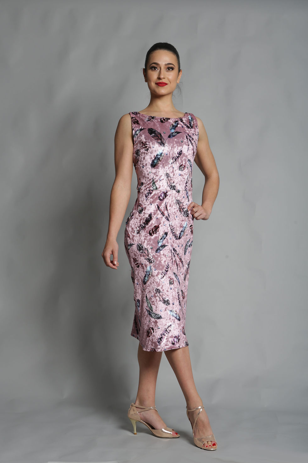 Thumbnail: Tango Moment Velvet Dress - Pink Floral