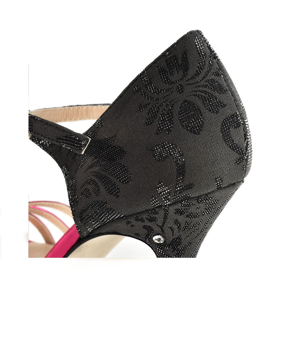 Thumbnail: Madame Pivot  DAPHNE Black fabric and fuchsia laminated leather