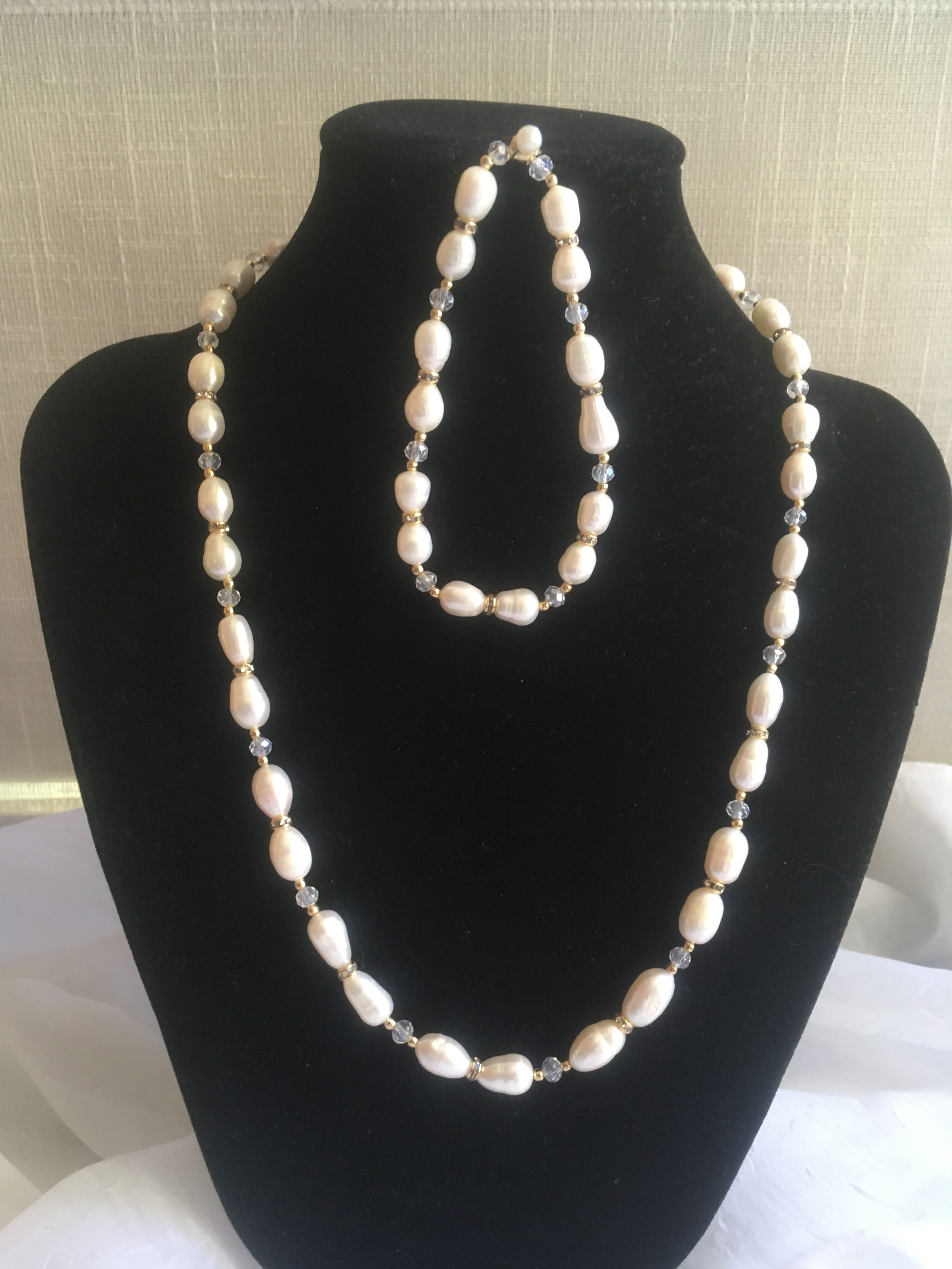 Collar blanco con pulsera 50cm