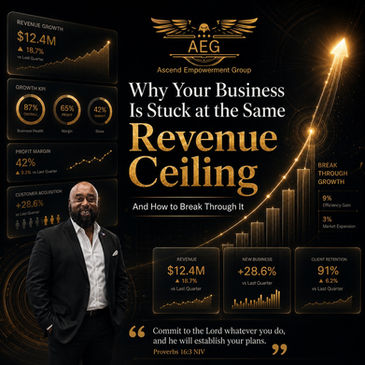 Break through the revenue ceiling with the right systems, clear data, and a growth strategy built for your business. Ascend Empowerment Group helps business owners move from chaos to clarity and from stuck to scaling.