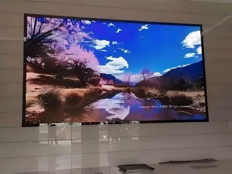 Wall-mounted commercial display for business communication, digital signage, and indoor visual presentation.