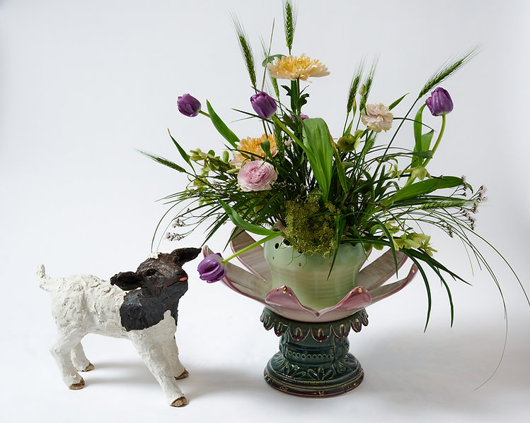 Lamb and flower arrangment (sold as a set)