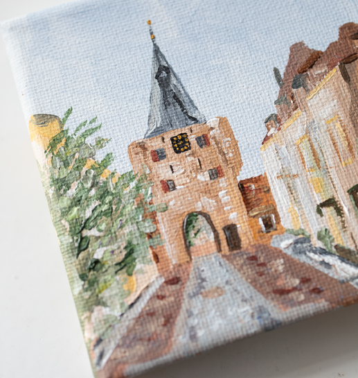 Mini schilderijtje Vischpoort handgemaakt