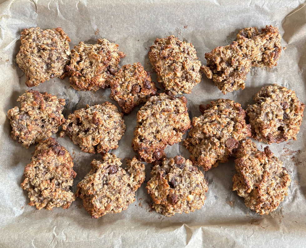 a tray of baked oat cookies