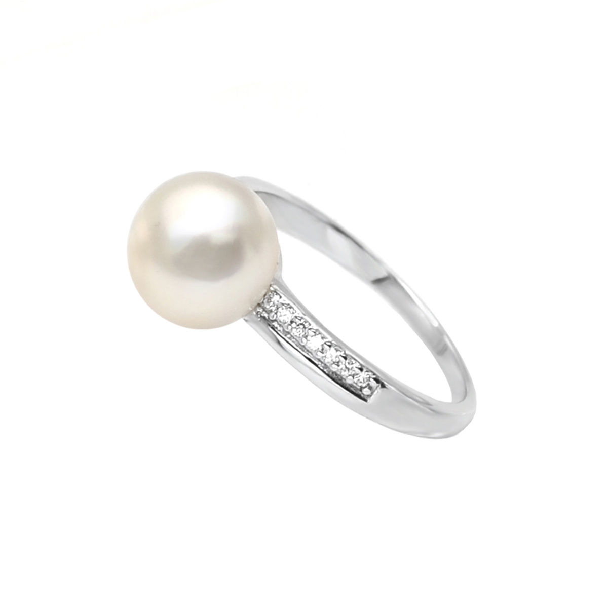 Being- 淡水珍珠鑲白鋯石純銀戒指